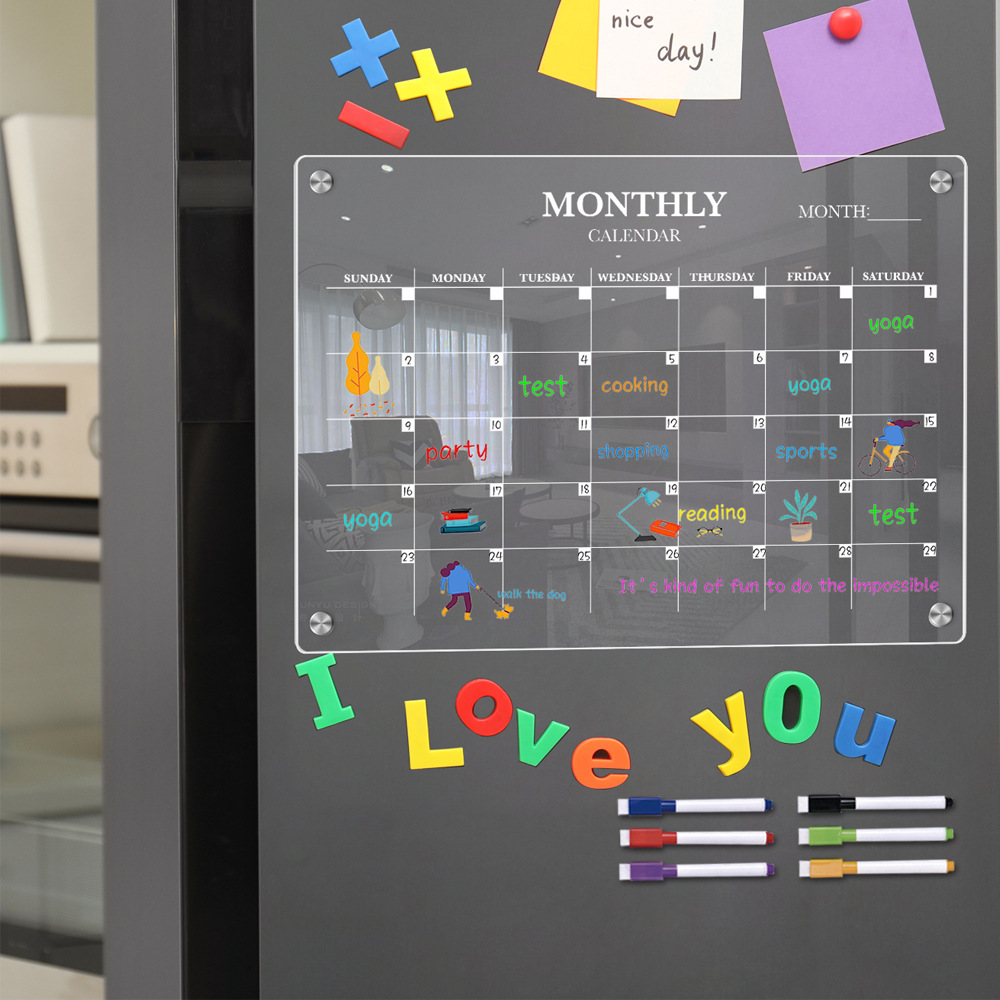 TYU370 acrylic magnetic weekly plan note board erasable transparent message writing board memo prompt display board