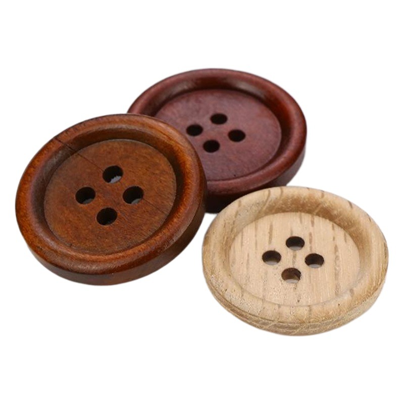 Picture of Cida manufacturers supply wood buttons 9mm -38mm four-eye fine edge buckle sweater round children's DIY accessories