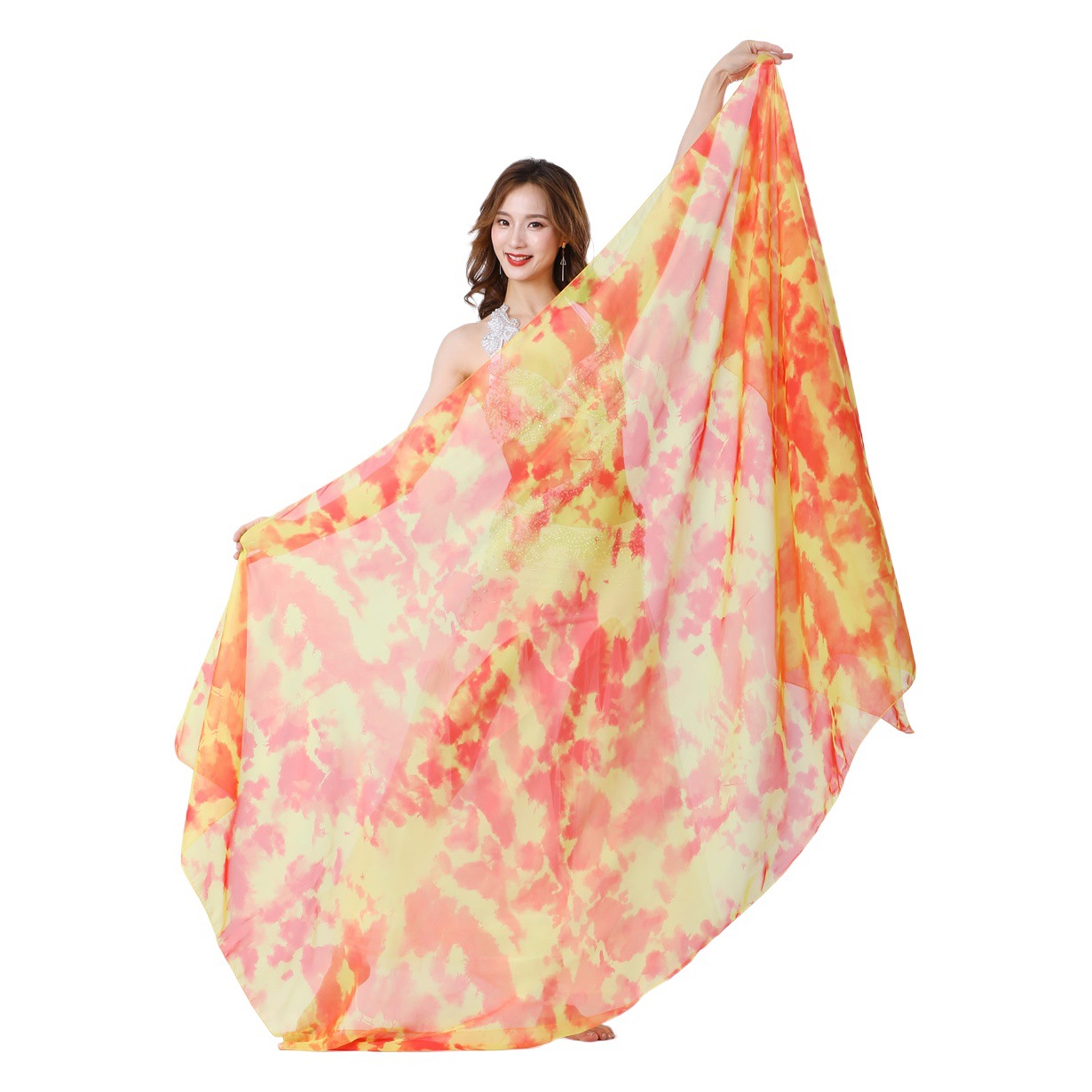Belly Dance Gauze Dance Hand Gauze Performance Practice Performance Hand Throwing Gauze Gradient Tie Dye Gauze Gauze Gauze
