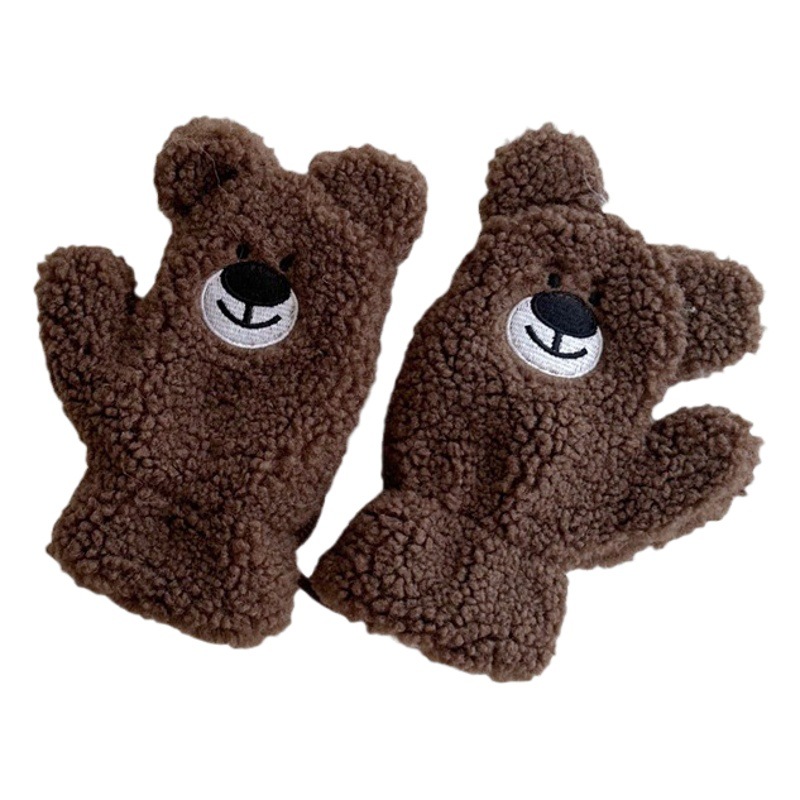 ins South Korea pure color bear children's scarf suit autumn and winter boys and girls baby warm gloves two-piece suit fashion