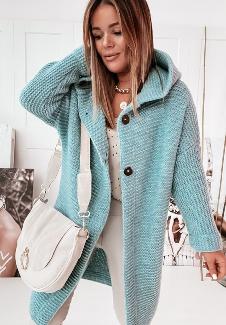 Picture of 2025 New Hooded Knitted Sweater Hat Collar Temperament Commuting Loose Women's Cardigan Large Size Cross-Border Sweater Sweater