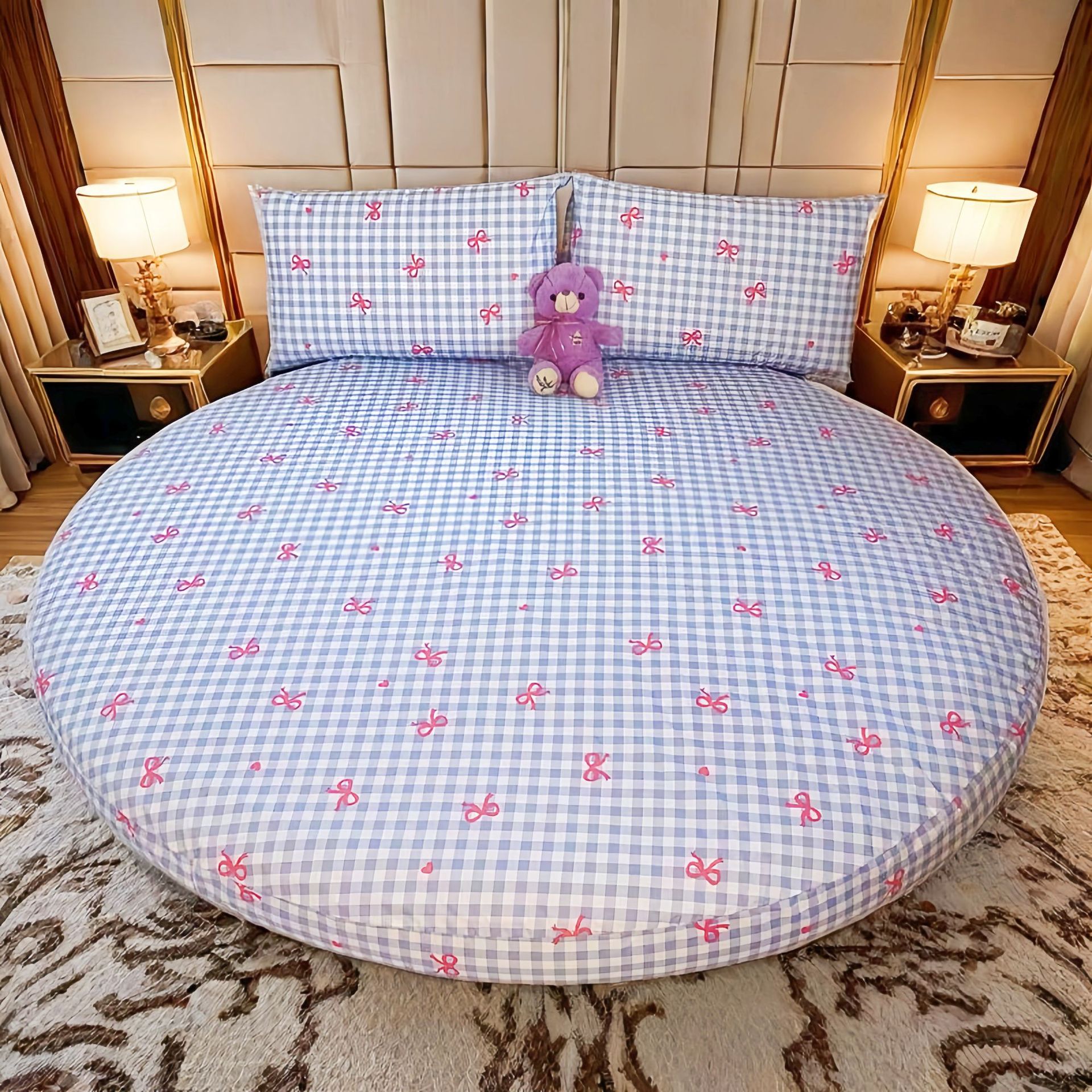 Picture of Cross-border Amazon Shrimp Hotel Round Waterproof Round Bed Cover Four-piece Bed Cover Simmons Mattress Cover Dust-proof