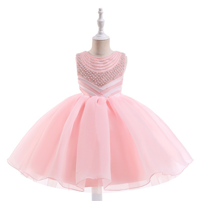White Girls Dress 2025 New Flower Girl Princess Dress Wedding Piano Performance Dress Tutu Kidsren's Dress