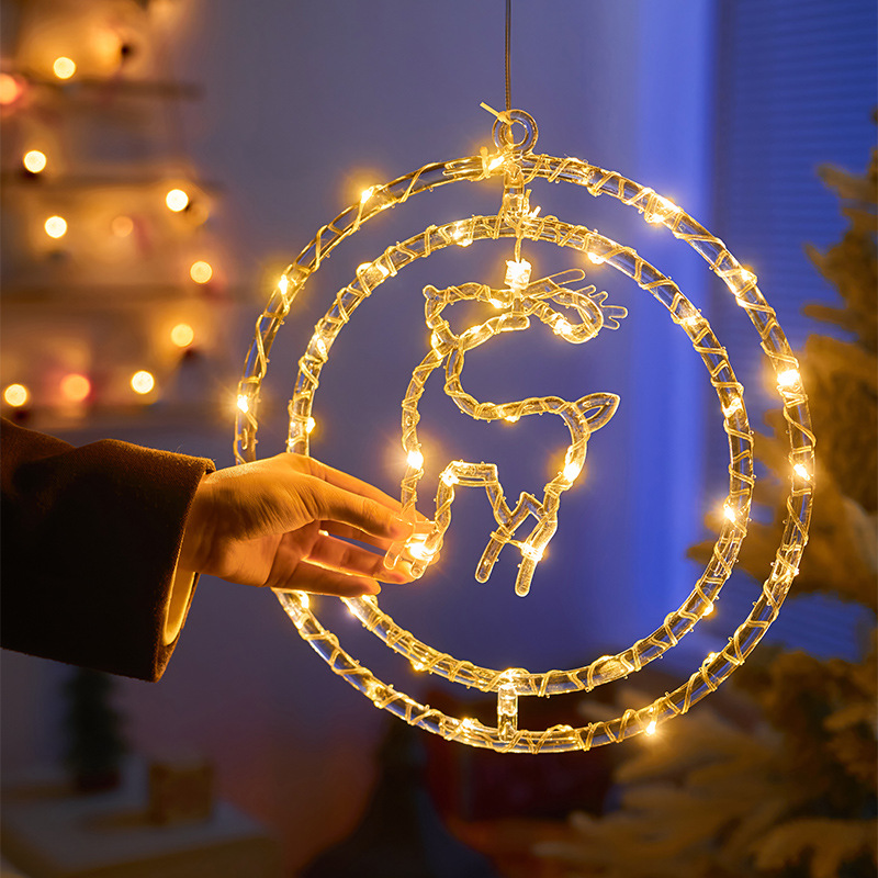 2024 New Christmas led light string Christmas scene layout atmosphere decoration 8 function with remote control leather line colored lights