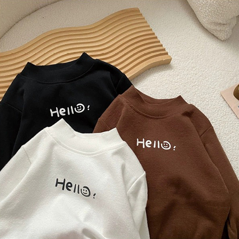 Develvet children's all-match turtleneck warm bottoming shirt autumn and winter children's clothing fun cute children's long-sleeved T-shirt top