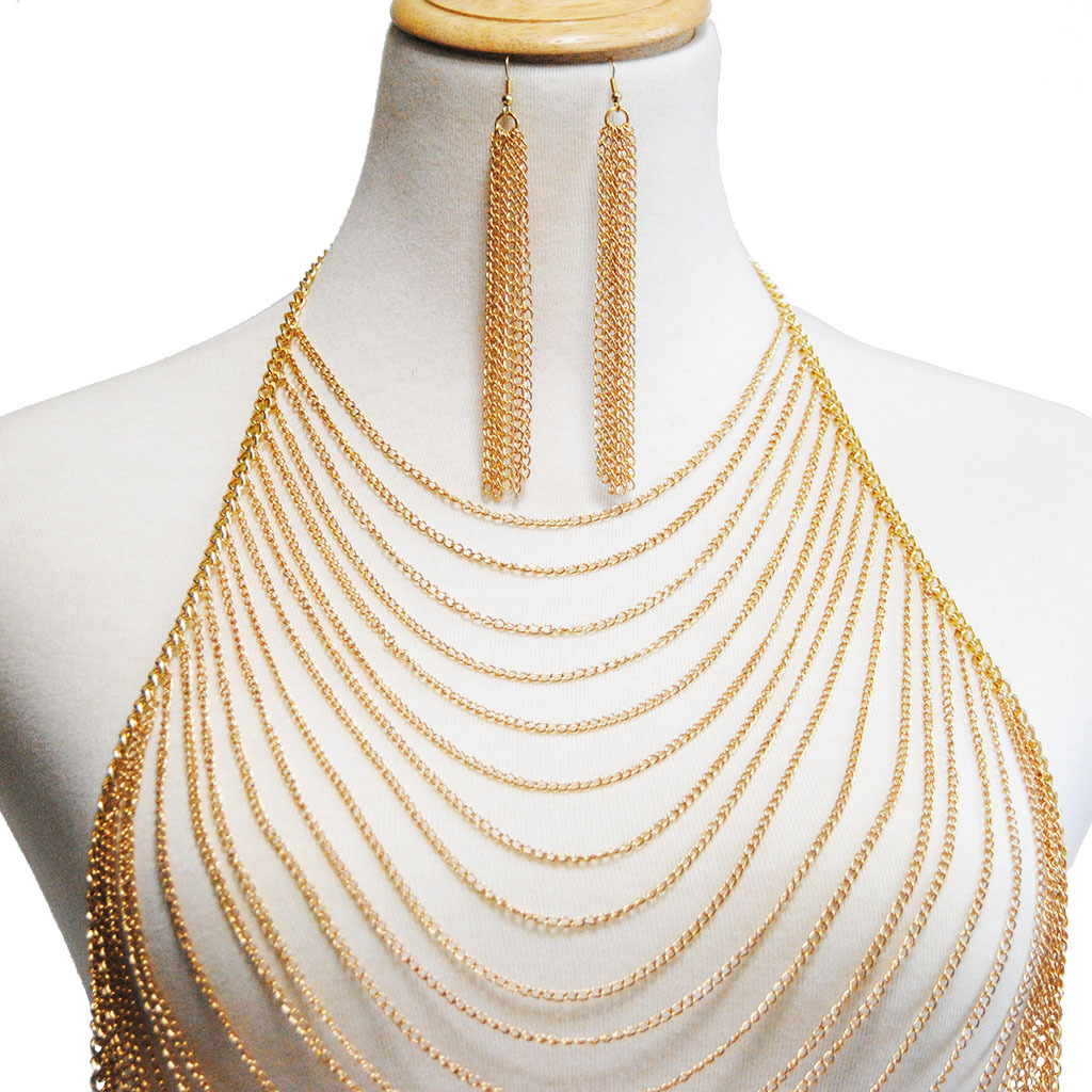 Picture of Hot European and American Jewelry Street Photography Big-Name Multi-Layered Tassel Body Chain Simple One-Piece Chain Body Chain
