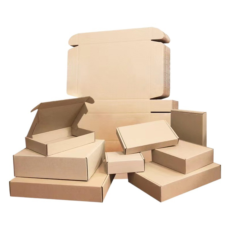 Square flying machine box in stock extra hard corrugated paper box e-commerce delivery packaging box tempered film express packaging box