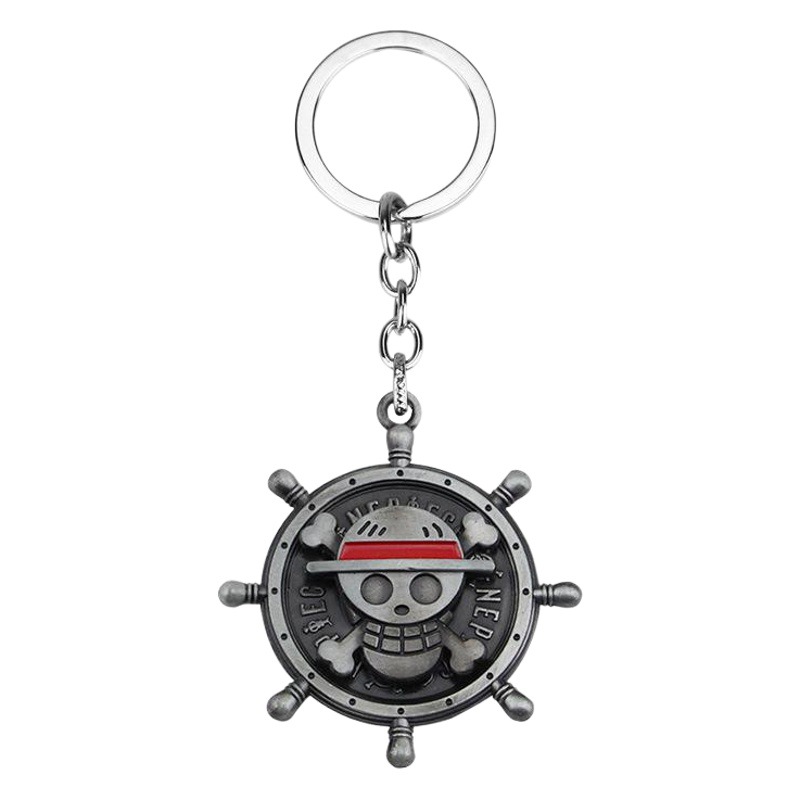 Animation Peripheral Pirate Skull Keychain Rotating One Piece Skull Personality Necklace Pendant Factory Outlet