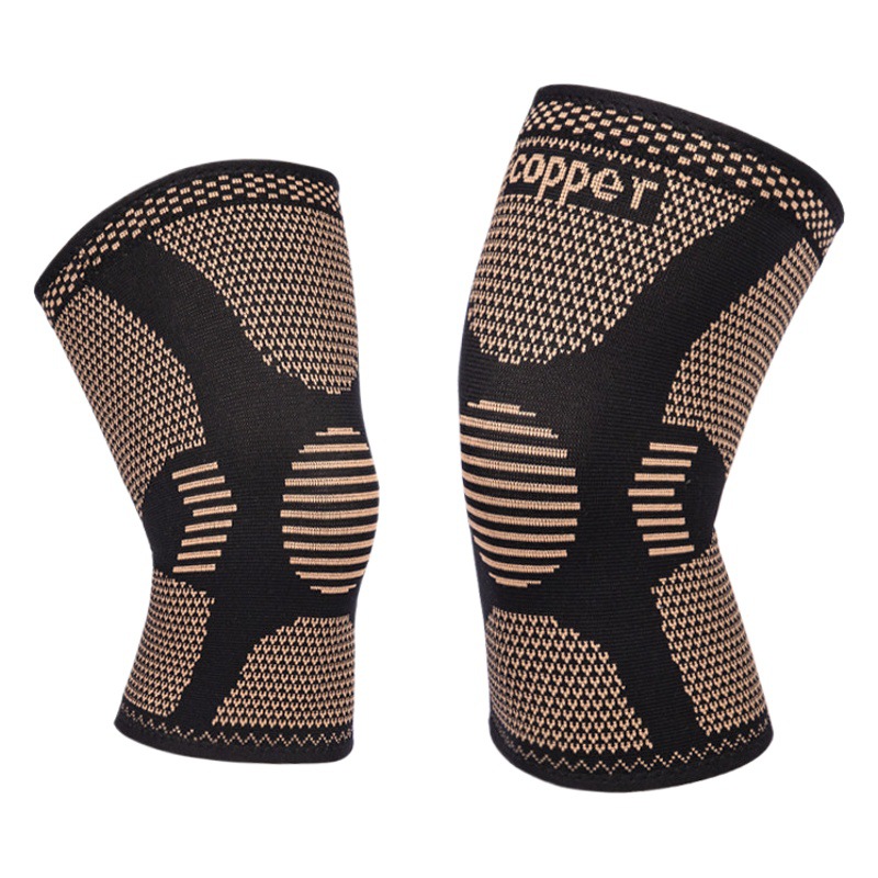 New Amazon Four-Way Elastic Three-Dimensional Knitted Nylon Copper Knee Pads Wholesale Running Silicone Knee Pads Breathable