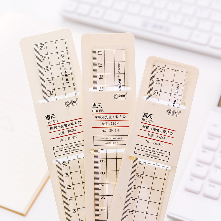 Students small fresh acrylic measuring ruler simple unprinted wind square wave ruler stationery wholesale