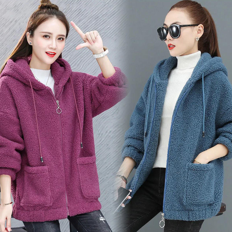 Picture of Lamb Velvet Sweater Women's fleece-lined Thickened 2020 New Autumn and Winter Loose Korean Style Zipper Cardigan Teddy Velvet 082