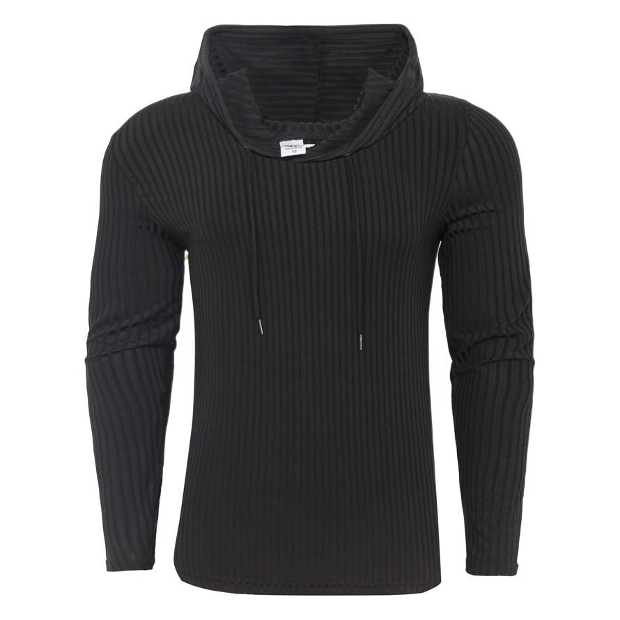 Muscle fitness European and American men's sports training long-sleeved pullover outdoor running slim-fit long hooded sweater