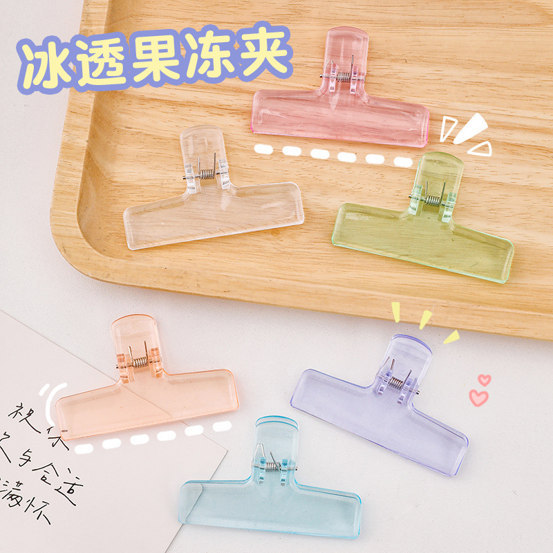 Picture of Creative Transparent Jelly Long Tail Clip Student Acrylic Clip Test Paper Storage Clip High-Value Ice Transparent Folder