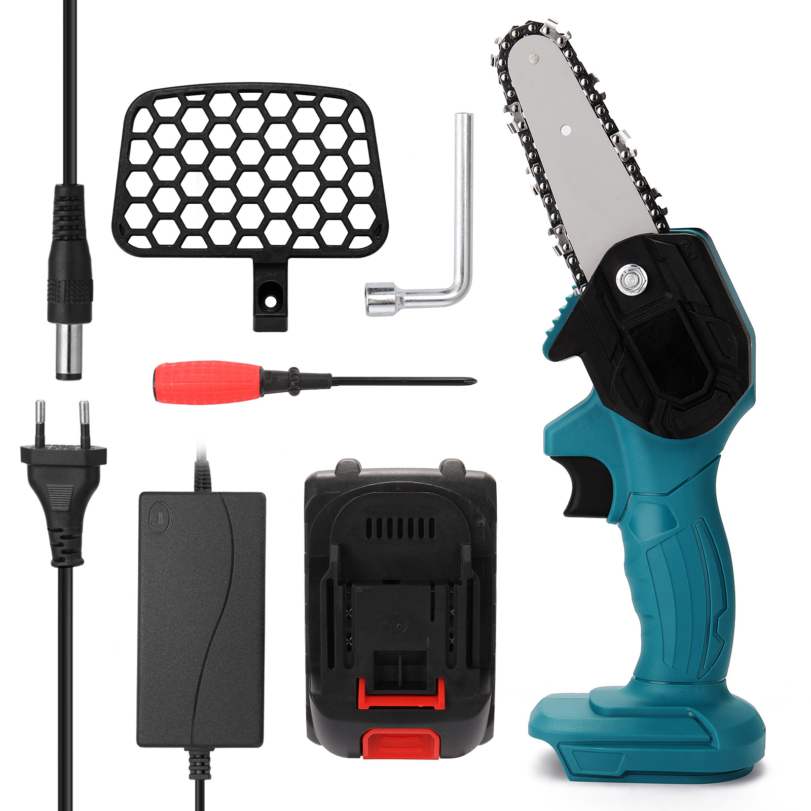 4 Inch Electric Chain Saw Electric Saw Rechargeable Lithium Electric Saw Portable Electric Chain Saw Household Outdoor Wireless Small Saw Tree Cutting