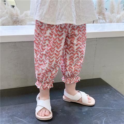 Picture of All-match Anti-mosquito Pants Girls' Summer Printed Mid-high Waist Beach Pants Children's Vintage Floral Pants Summer Sunscreen Pants