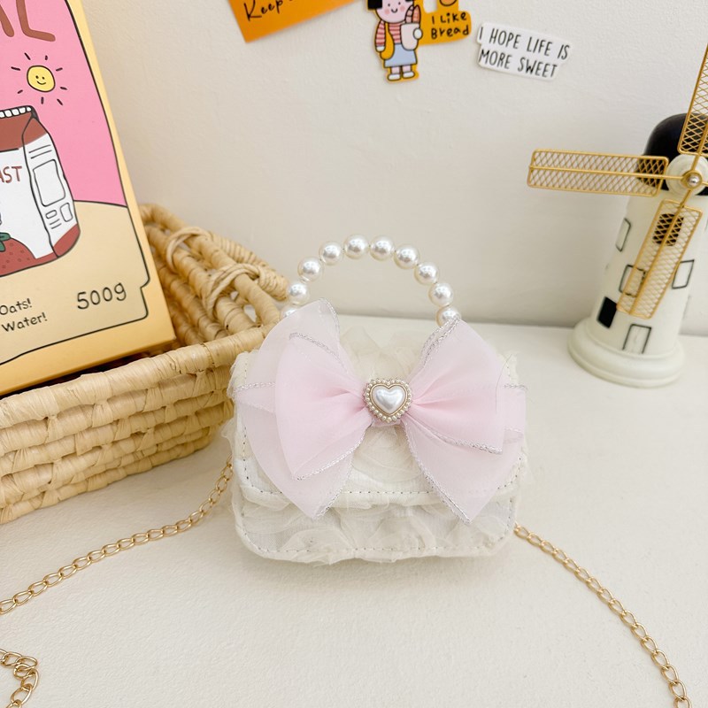 Picture of Korean Style Princess Handbag Fashion Bow Children Shoulder Bag Stylish Cute Girl Small Square Bag