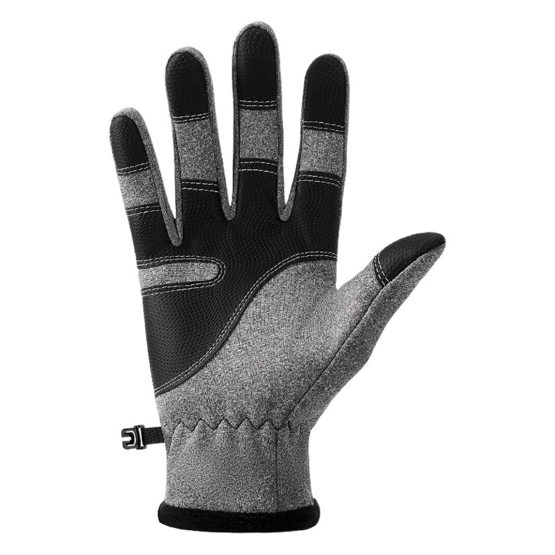 Autumn and Winter Cycling Gloves Men's Outdoor Windproof and Warm Touch Screen Zipper Plus Velvet Night Reflective Full Finger Gloves Cross-Border