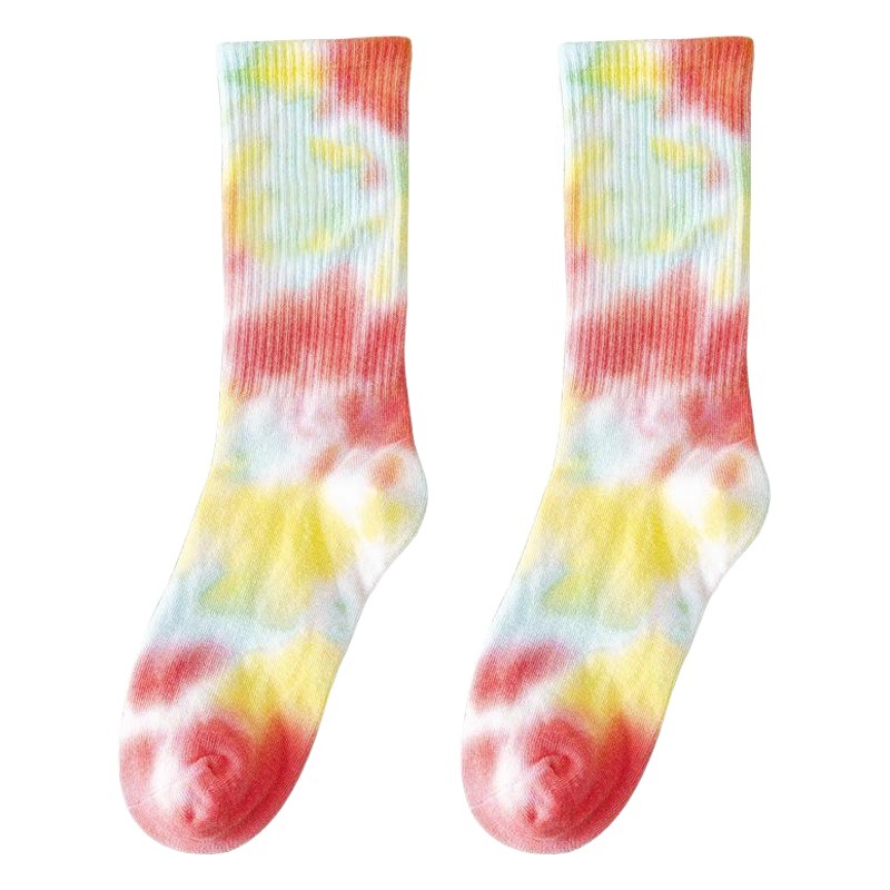 Tie-Dye Mid-Calf Socks, Street Trendy High-Top Trendy Socks for Men and Women, Solid Color Cotton Socks, Basketball Men's Socks, Skateboard Socks