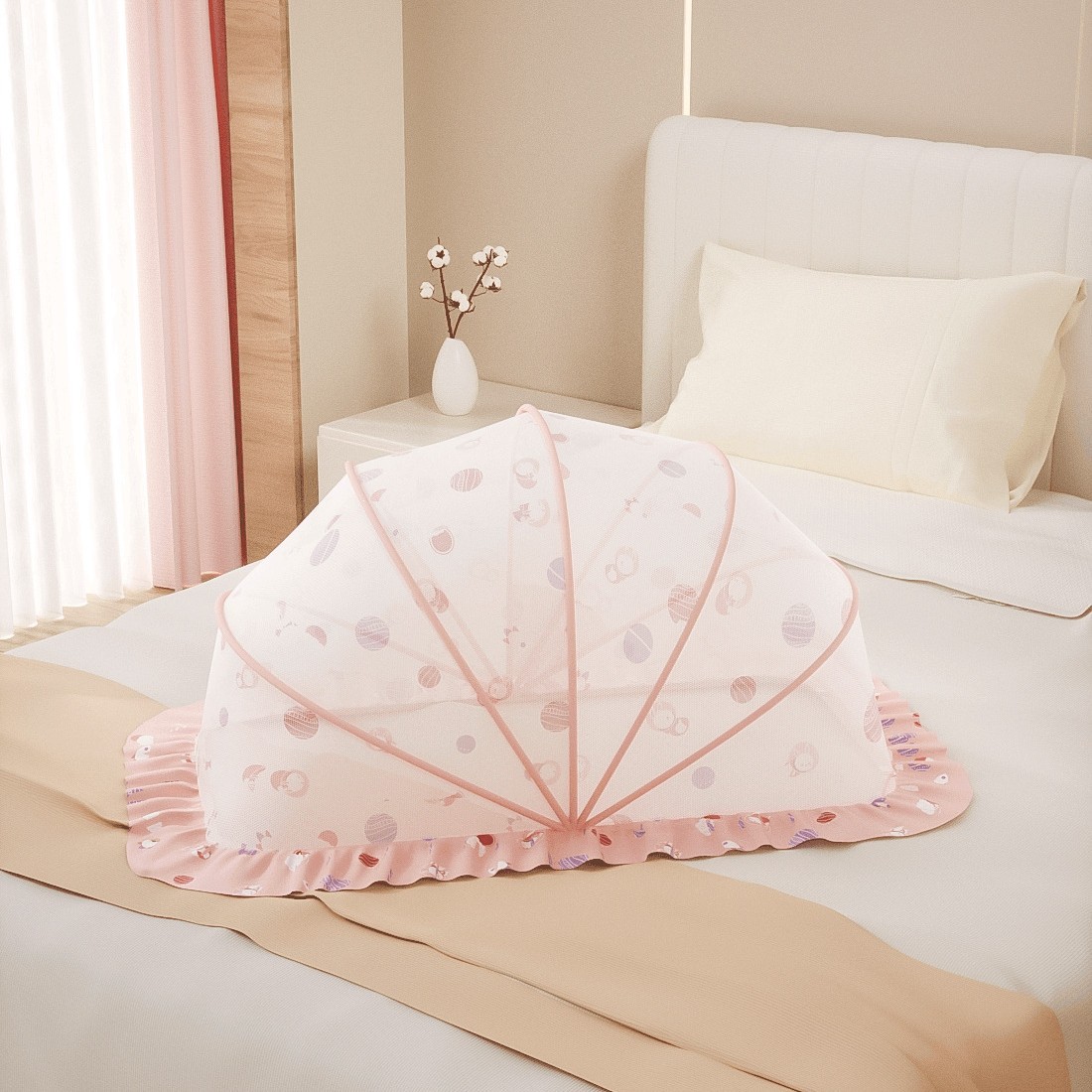 Picture of Baby Mosquito Net, Full-Cover Yurt for Babies, Foldable Universal Crib Mosquito Net for Infants and Toddlers, Light-Blocking