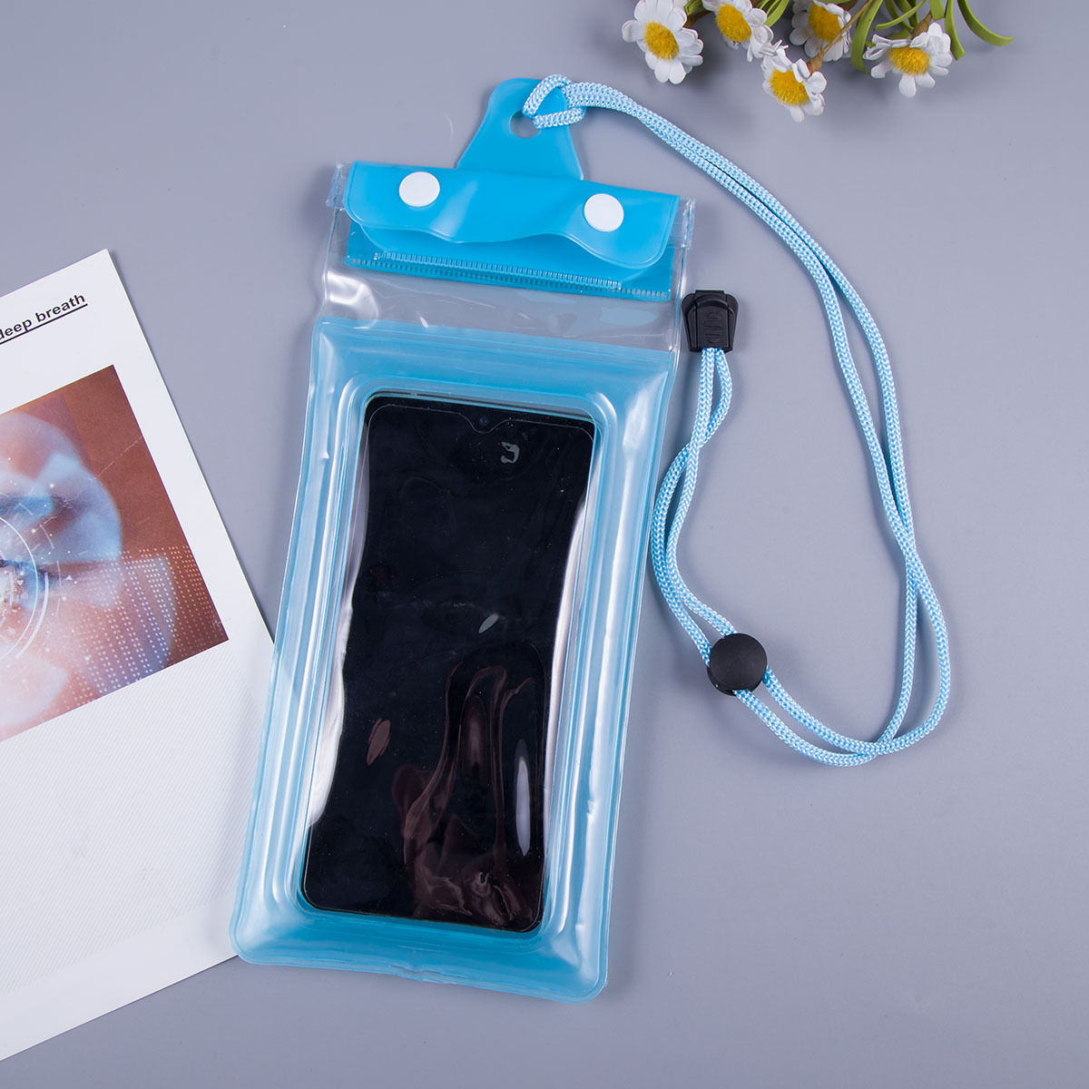 Picture of Three-fold mobile phone waterproof bag airbag bag Velcro touch screen swimming hot spring sealing strip waterproof neck wholesale