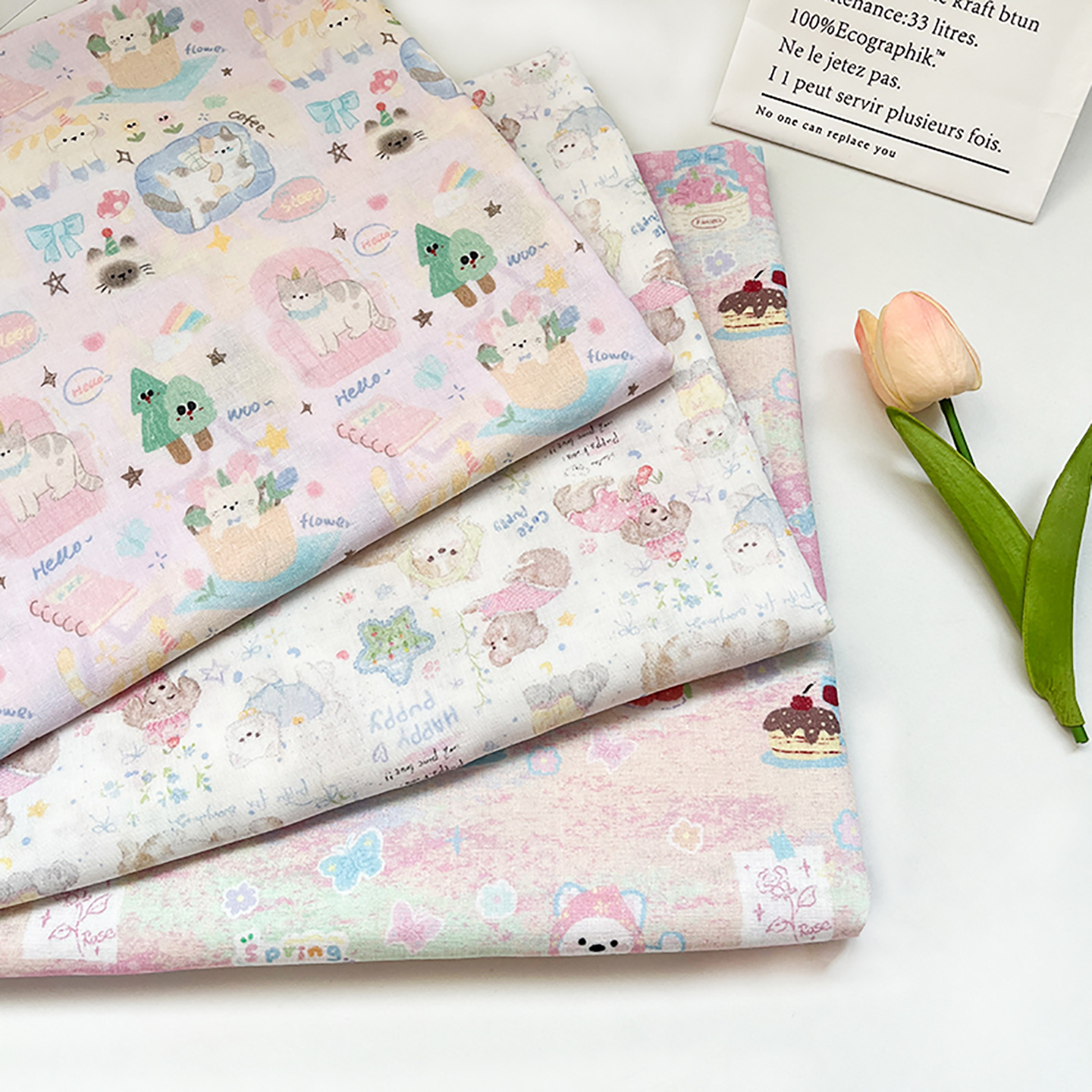 3 Types of Double-Layer Gauze Fabrics, Cotton Fabrics, Maternal and Infant Grade Printed Baby Clothing, Pajamas Fabrics, 1.5m Widths