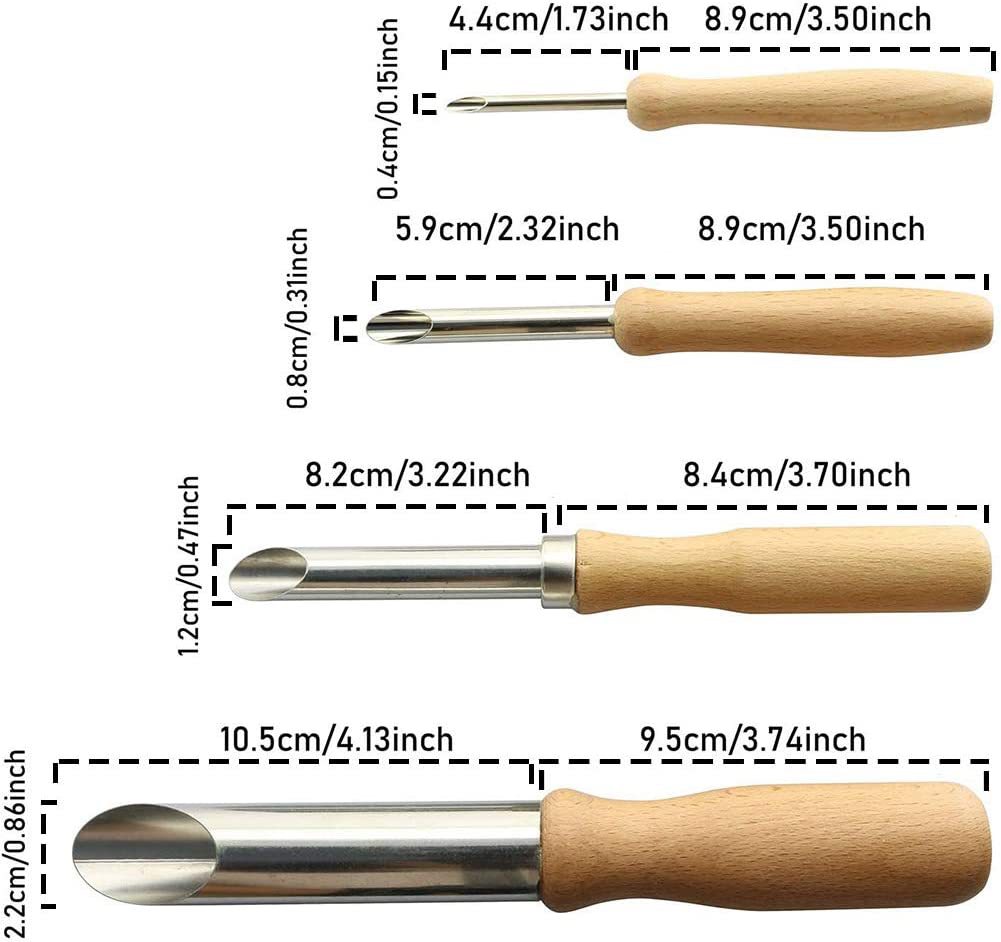 Hole Punch 4 sets stainless steel and wooden handle round clay hole cutter for pottery and sculpture wholesale