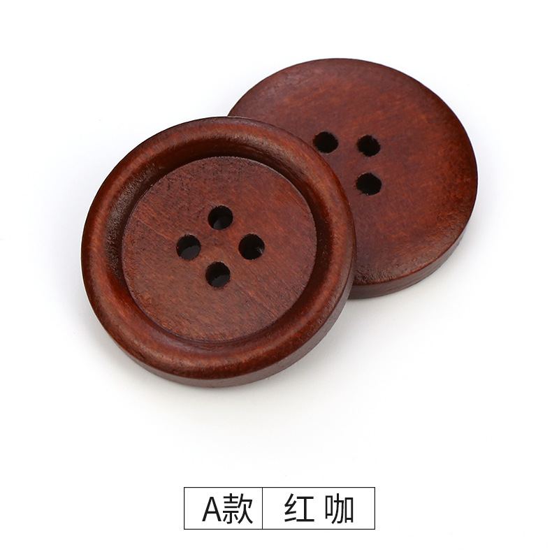 Picture of Cida manufacturers supply wood buttons 9mm -38mm four-eye fine edge buckle sweater round children's DIY accessories