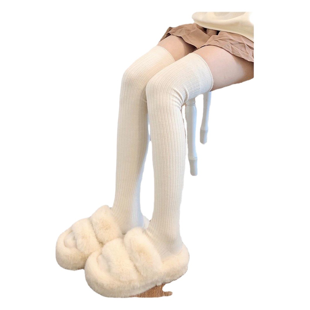 Thigh Socks Over Knee Stockings Women's Thickened Cotton Overlength High Stockings Slimming Vertical Stripes Warm Knee Socks