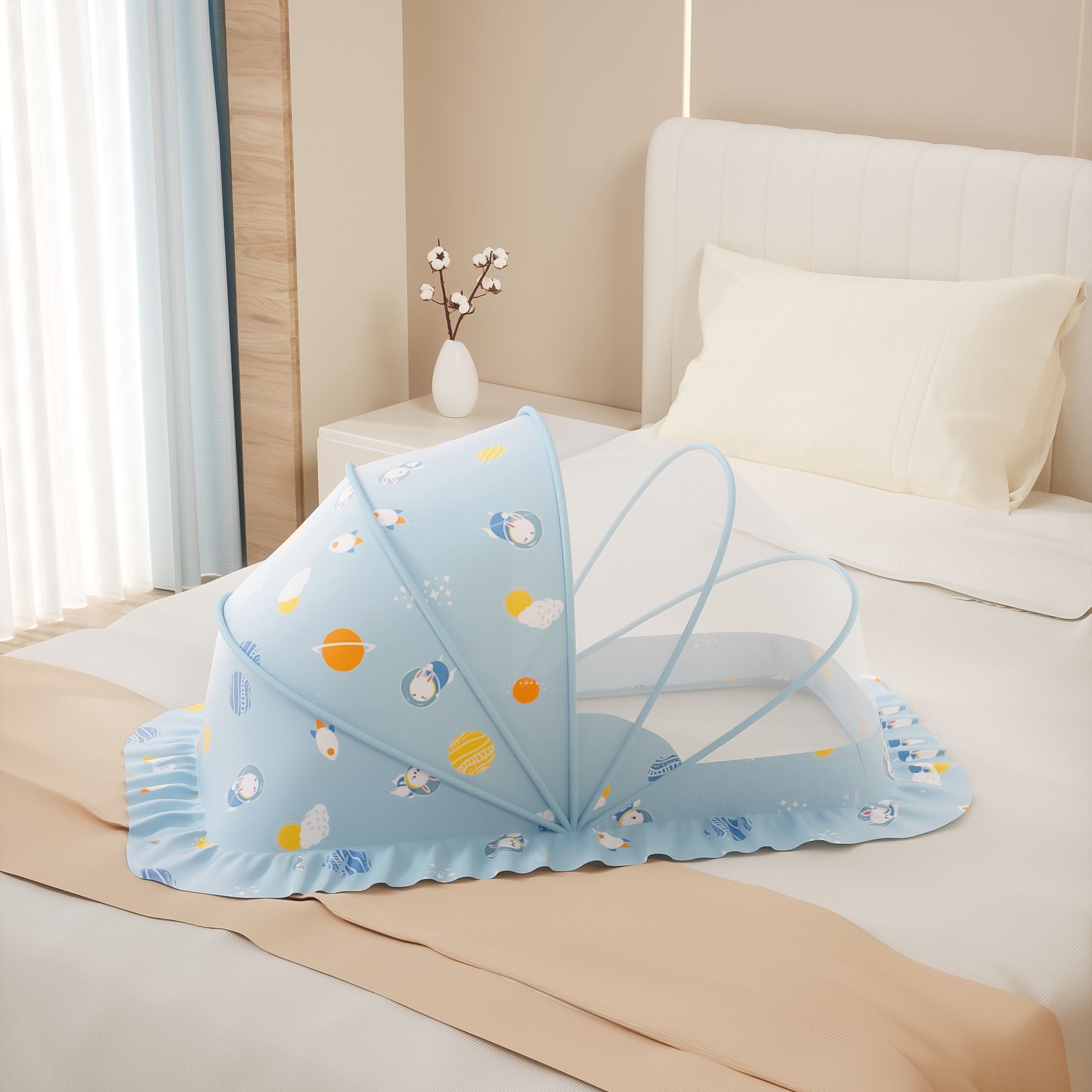 Picture of Baby Mosquito Net, Full-Cover Yurt for Babies, Foldable Universal Crib Mosquito Net for Infants and Toddlers, Light-Blocking