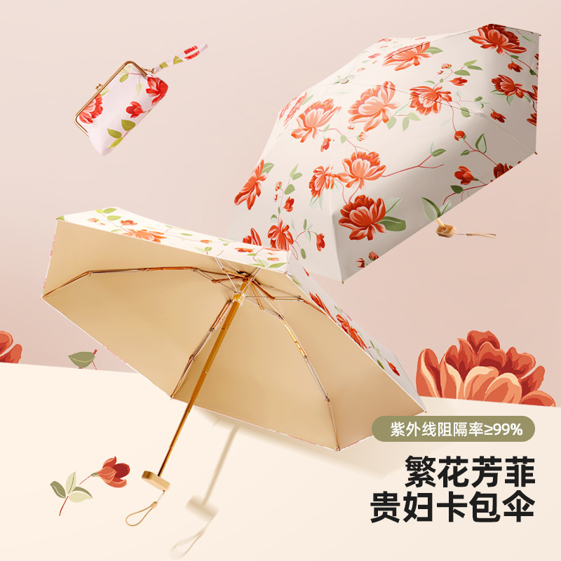 Picture of Noble Women's Bag Sun Umbrella Women's Sunny and Rainy High-value Super Sunscreen Ultraviolet Six-fold Sunshade Small Portable Foldable Umbrella