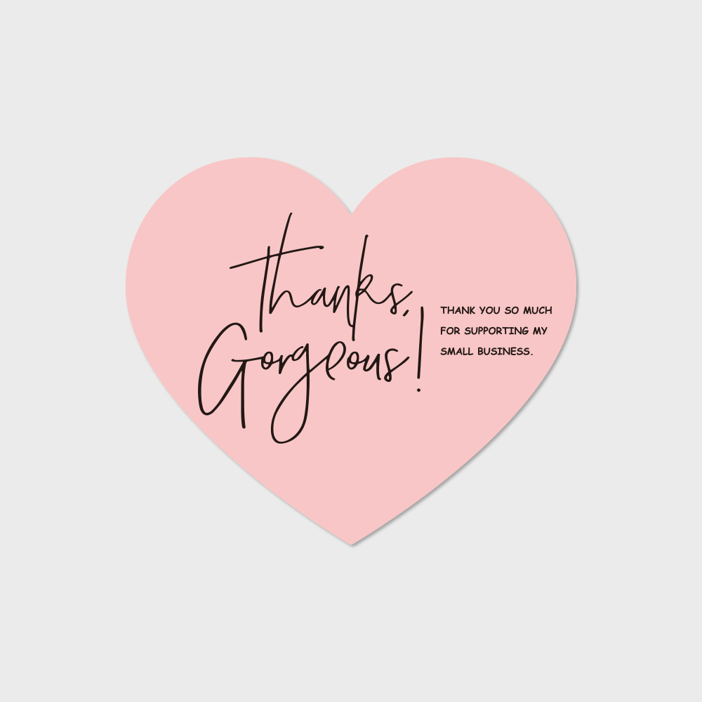 Picture of Cross-border in stock wholesale heart-shaped pink English thank you card coated paper card thank you gift packaging card