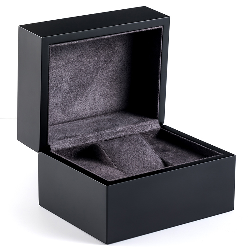 Spot Wooden Flip Watch Box Matte Black High-End Jewelry Watch Gift Box Watch Box Packaging Box