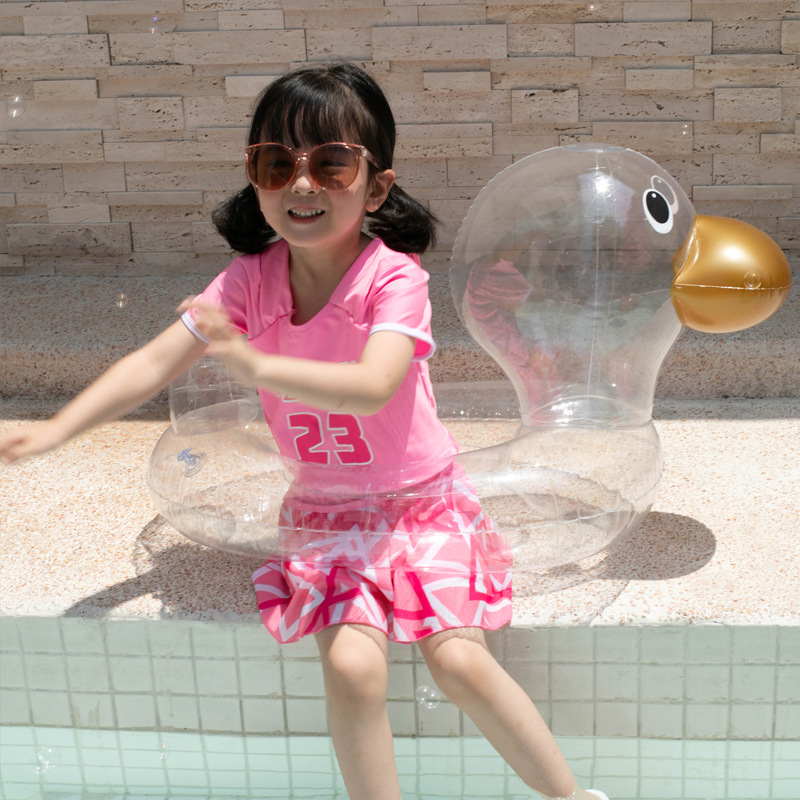 Ins Cute Children's Swimming Ring Cyber Celebrity Transparent Duck Baby Seat Baby Seat 0-3-6 Years Old Underarm Ring