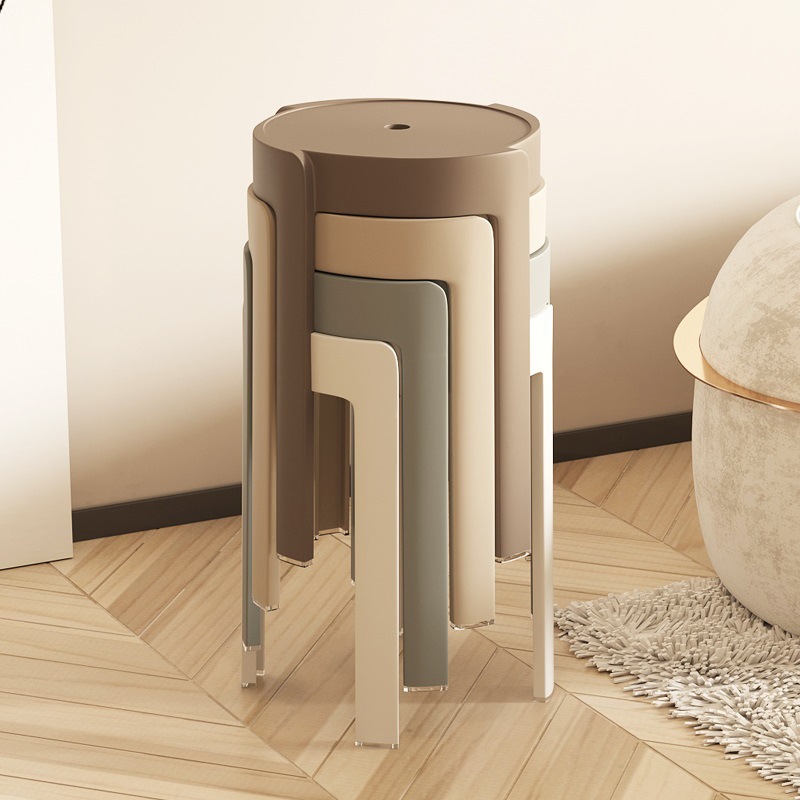 Plastic Stool Thickeneded Household Extra Thick Modern Simple Stackable Sedentary Comfortable Chair High Round Stool Board Hair