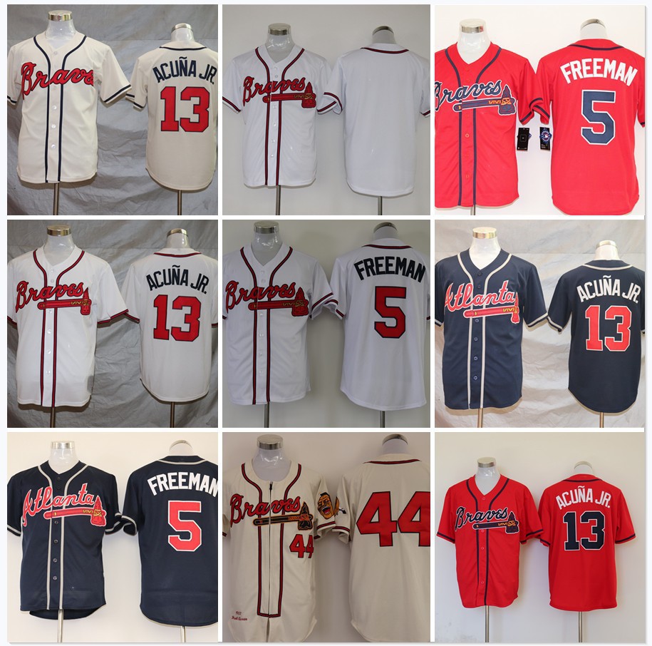 [Braves] Atlanta Braves Uniform #5 #13 #44MN Retro Fans Edition Embroidered Baseball Uniform