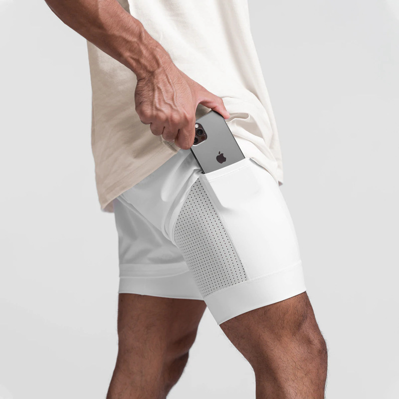 Cross-Border Muscle Summer Men's Sports Shorts Fitness Training Double-Layer Short-Sleeved Quick-Drying Breathable American Basketball
