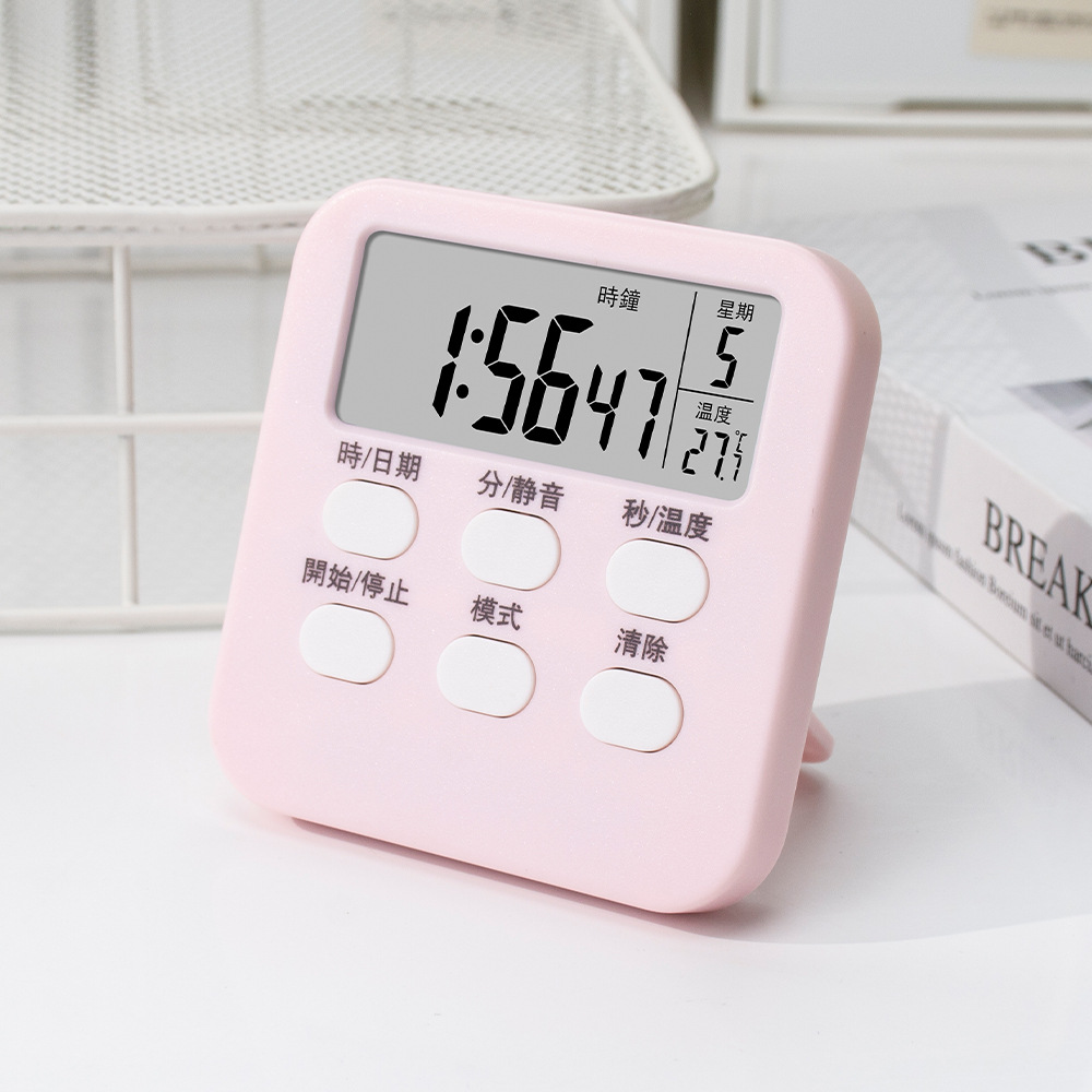 Picture of Multi-function large screen timer kitchen baking timer with clock timer student time manager