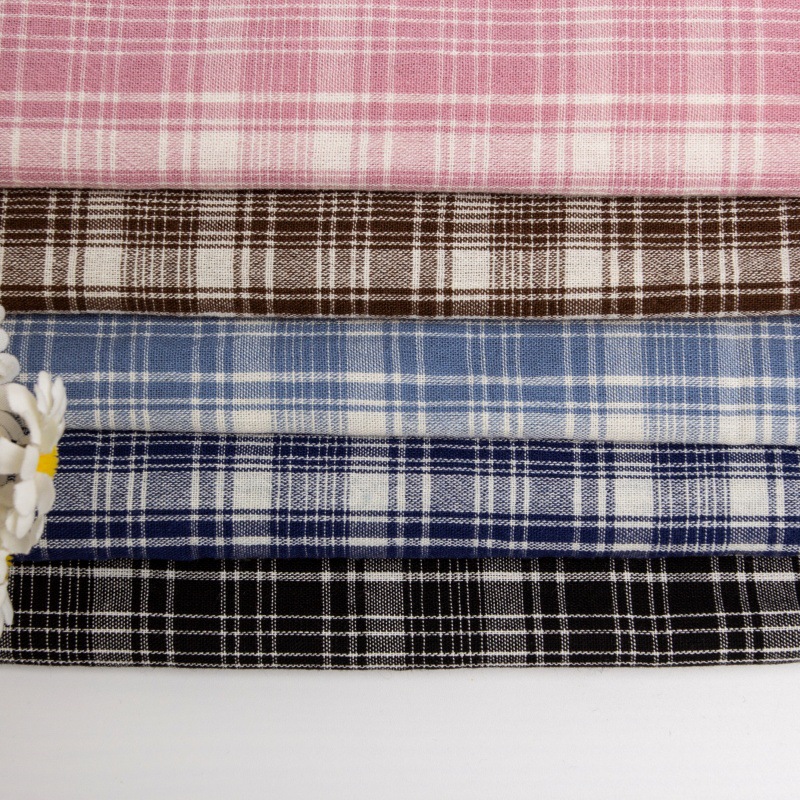 Spring/Summer New Washed Pure Cotton 21-count Yarn-dyed Plaid Fabric Comfortable Breathable Children's Wear Unisex Shirts Discount Fabric