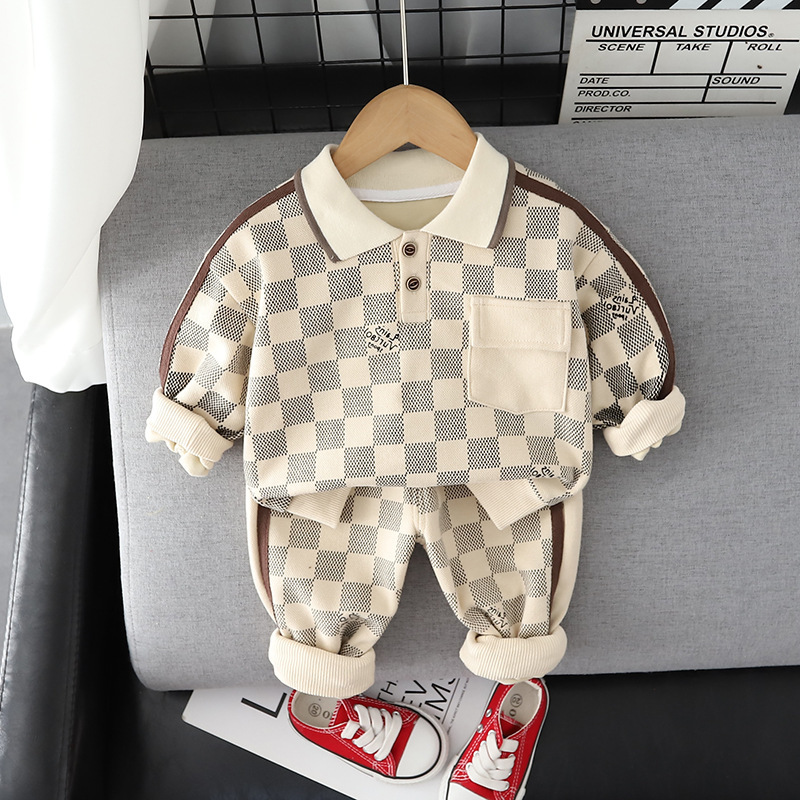 Picture of Children's suit 2024 spring new children's sweater two-piece cartoon lapel boys autumn suit girls suit