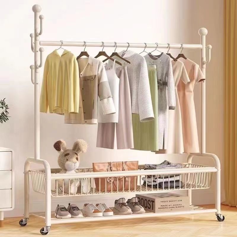 Drying rack floor removable bedroom clothes rack balcony hanging clothes rack indoor simple pole coat rack