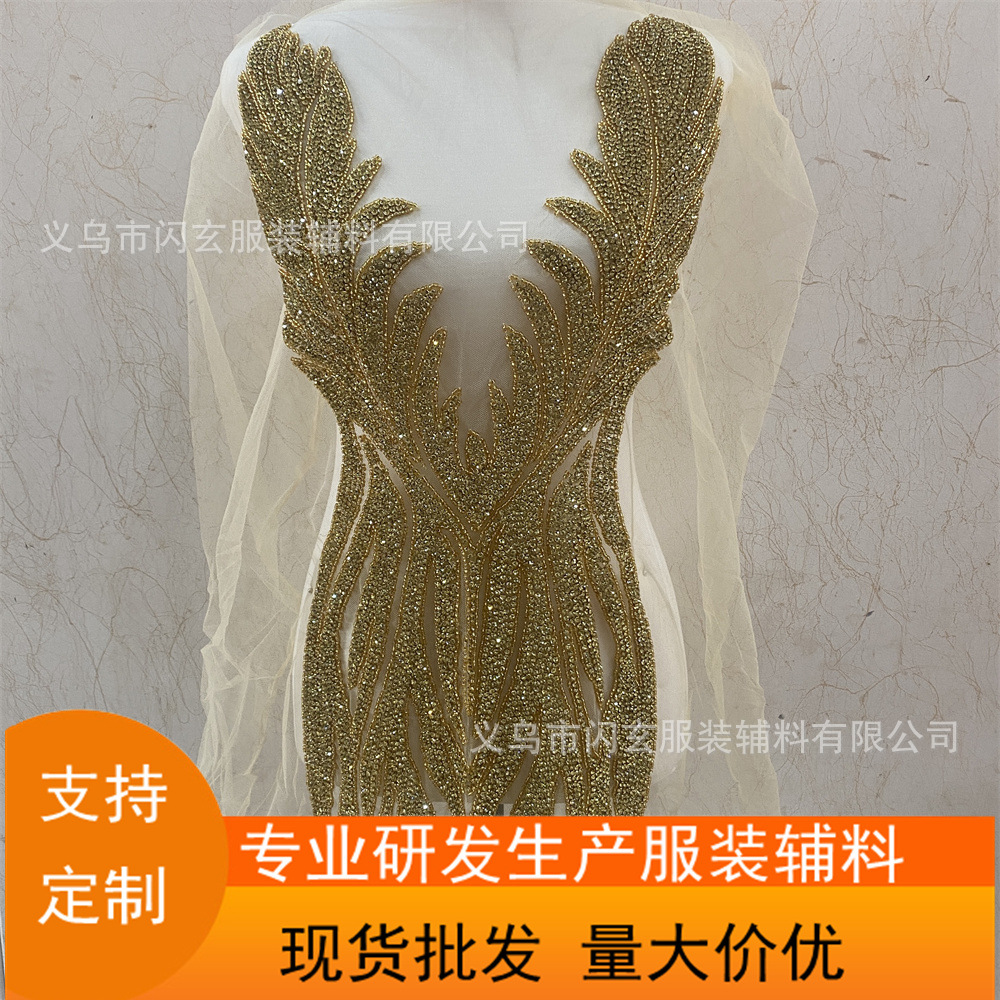 Hot Sale Featured Front V-Neck Handmade Beaded European and American Dress Dress Wedding Dress Clothing Accessories