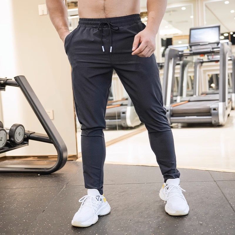 Sports Pants Men's Summer Ice Silk Thin Quick-drying Pants Casual Pants Leg-toe Training Running Fitness Stretch Ankle-length Pants