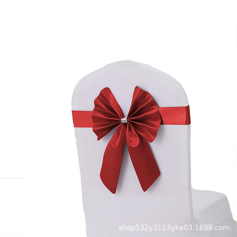 Picture of Chair Back Flower Bow Stretch Free Wedding Wedding Banquet Hotel Hotel Chair Cover Decoration Diswashable Ribbon Ribbon