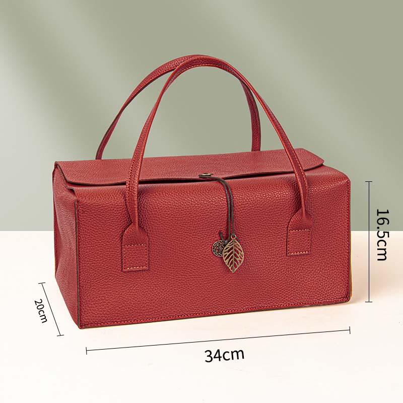 Picture of in stock High-grade Leather Red Wine Gift Box Double Pack Accompanying Gift Big Fortune Bag Business Gift Wine Packaging Box