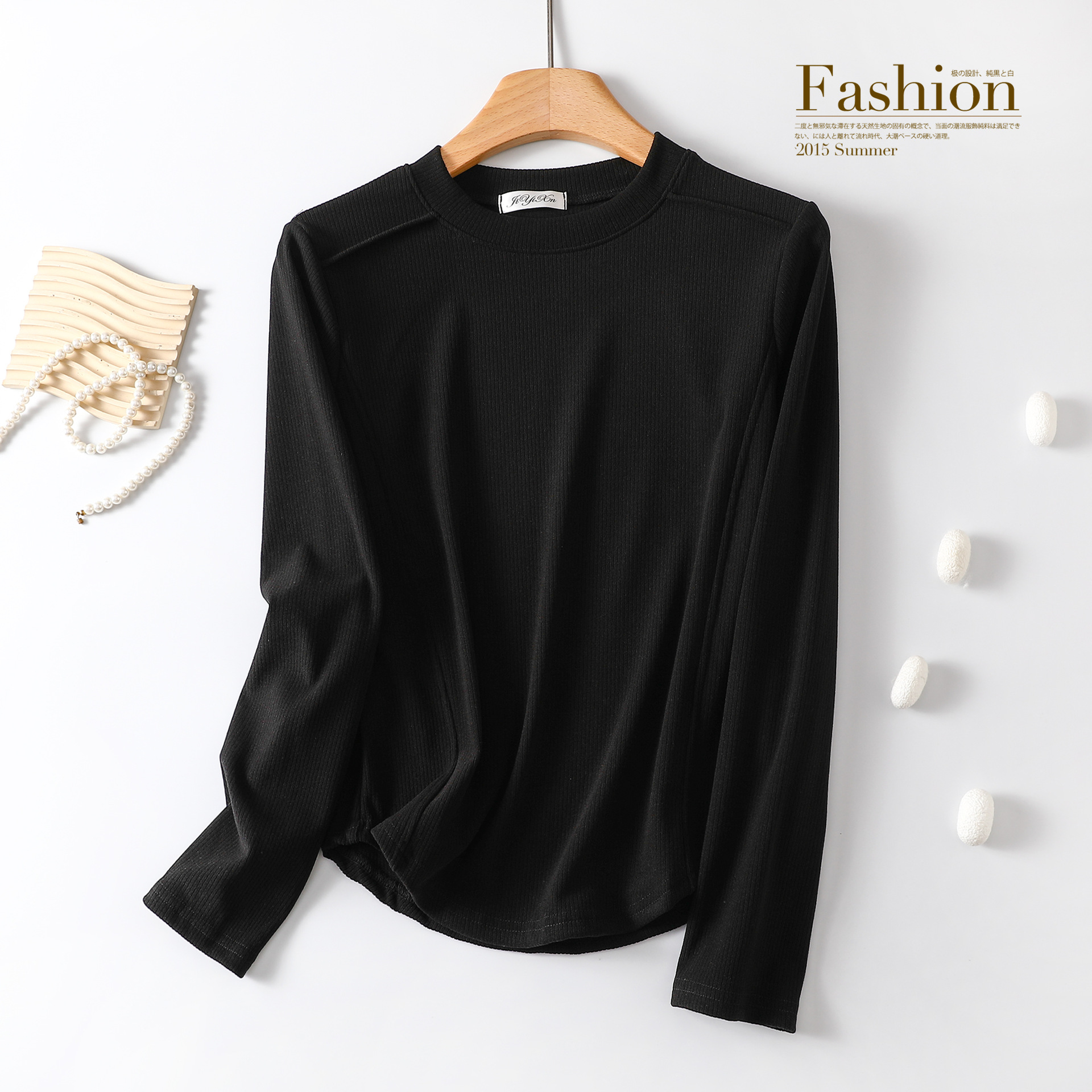 Picture of Round neck long-sleeved T-shirt for women autumn and winter new solid color small shirt loose slimming undershirt top