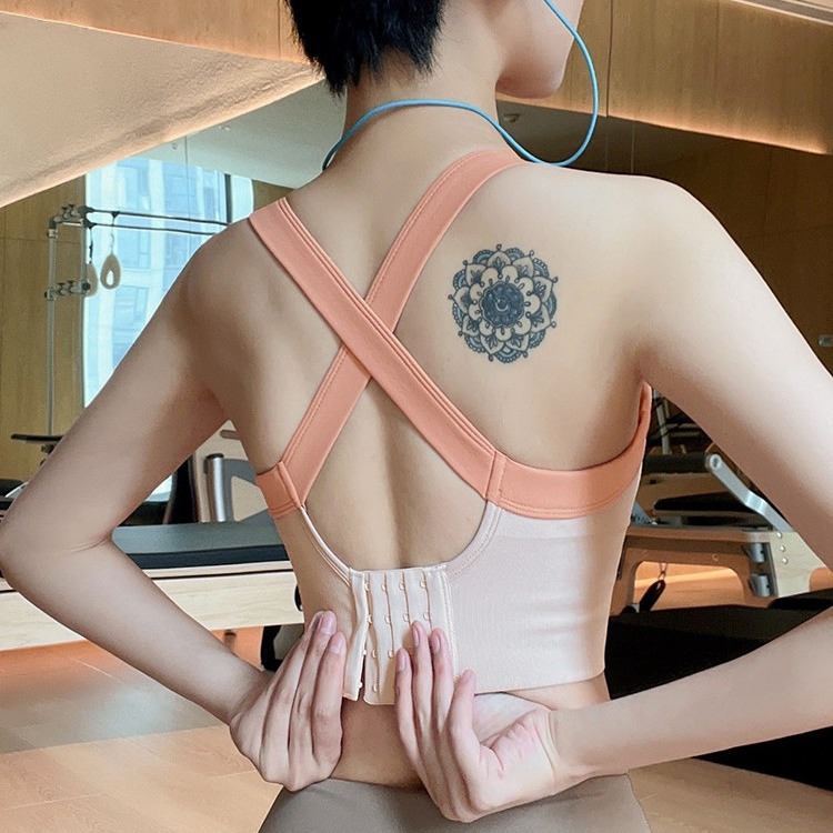 Sports Underwear Summer Shockproof Big Chest Push-up Yoga Vest Women's One-piece Running Top Fitness Bra