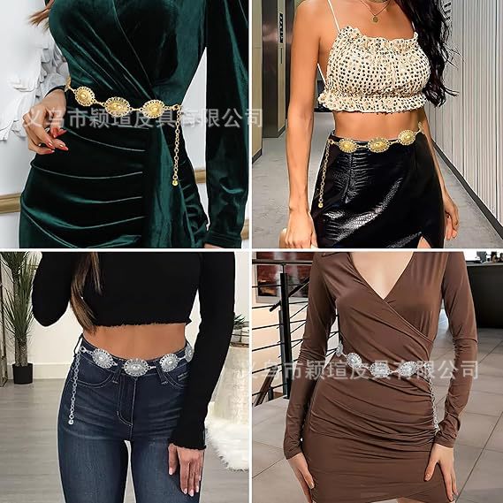 Metal Belt Boho Waist Chain Cowgirl Dress Jeans Accessories with Dress Ready Stock Wholesale