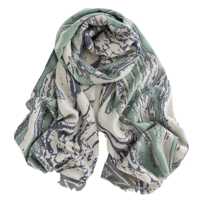 Fresh and Sweet Vertical Marble Scarf Will Be Launched in Autumn and Winter 2025, Elegant Warm Shawl Imitation Cashmere Scarf for Women