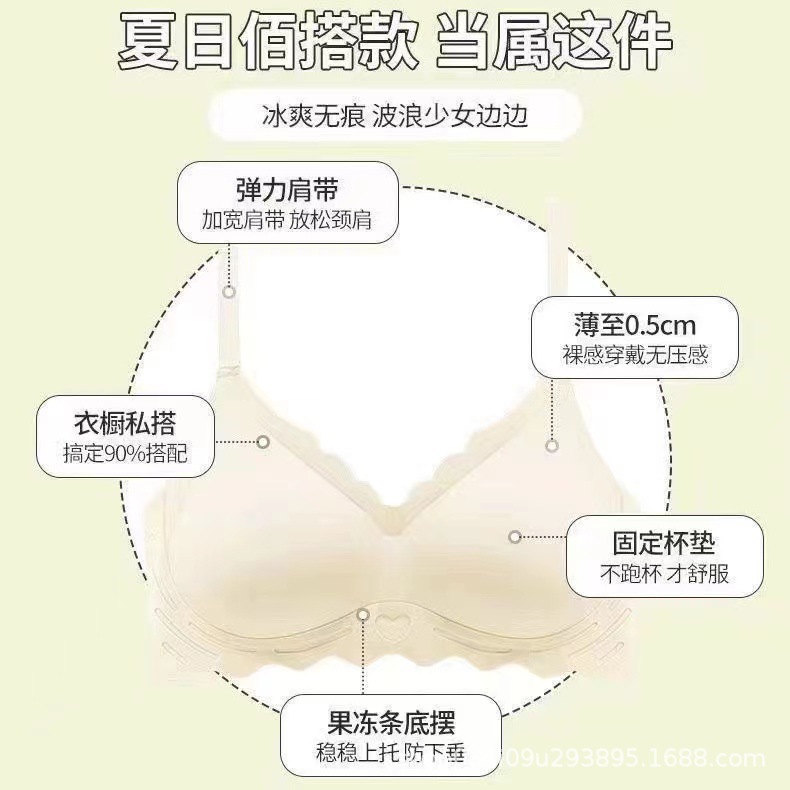 Picture of Seamless Underwear Women's Rim-free One-piece Beautiful Back Push-up Bra Girls' Underwear Collecting Paramita Bra Summer Small
