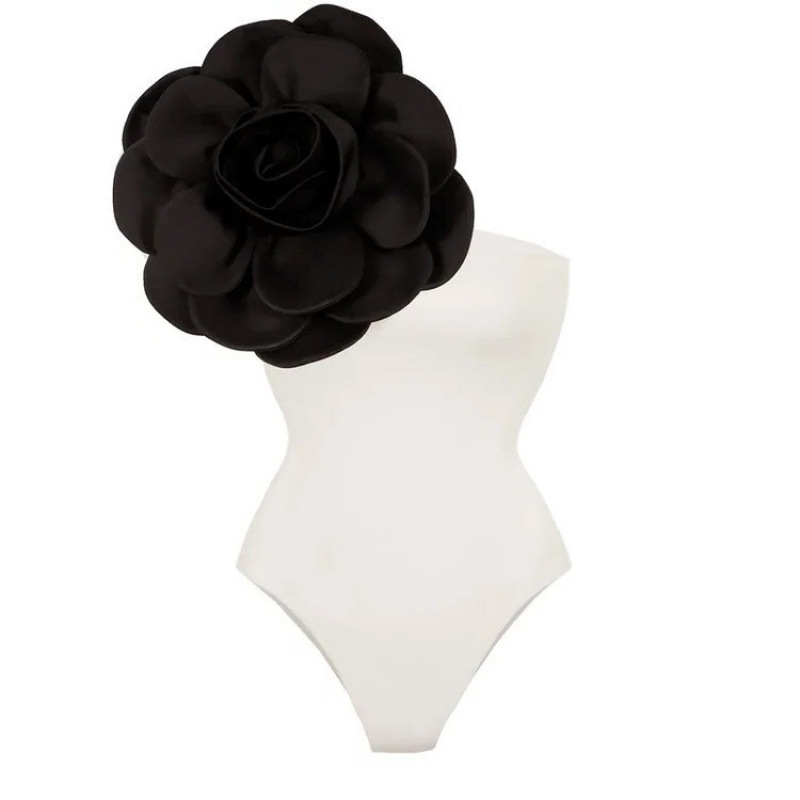 Picture of 2024 Amazon AliExpress one-piece swimsuit 3D big flower decoration sexy Peco Peco print swimsuit suit women